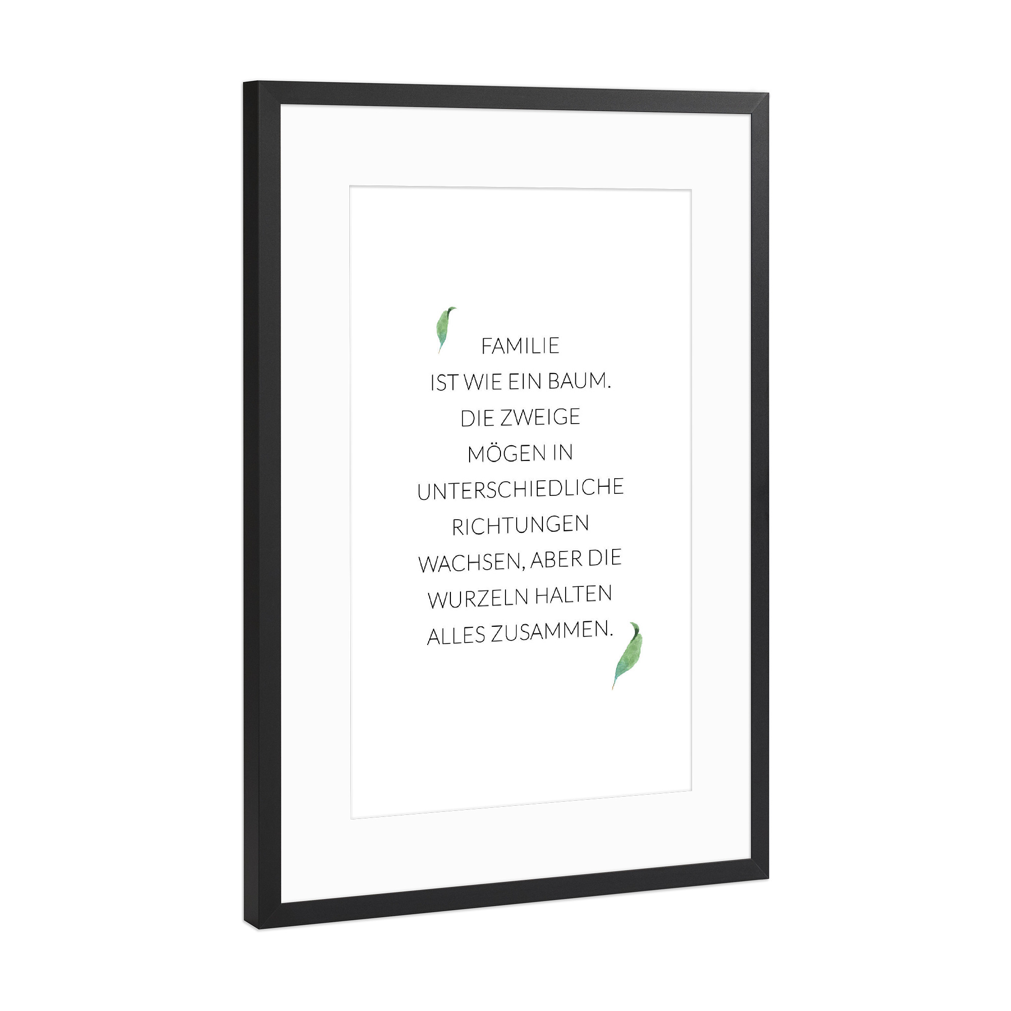 Poster mit Rahmen Schwarz (Metallic) "Familie ist wie ein Baum" artboxONE - Typografie,Schwarzweiß,Für Mama,Für Papa