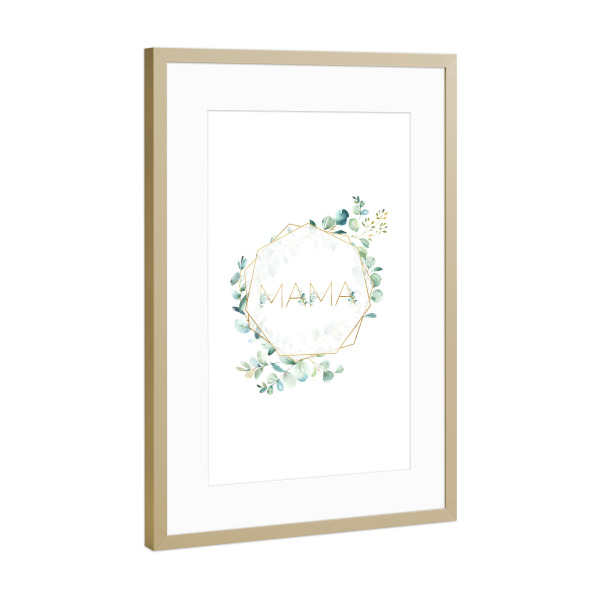 Poster mit Rahmen Gold "Mama Eucalyptus Frame" artboxONE - Typografie,Für Mama - Mama,Muttertag,Mami,Mutter,Eukalyptus