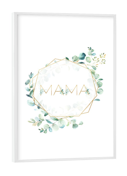 Poster mit weißem Rahmen "Mama Eucalyptus Frame" artboxONE - Typografie,Für Mama - Mama,Muttertag,Mami,Mutter,Eukalyptus