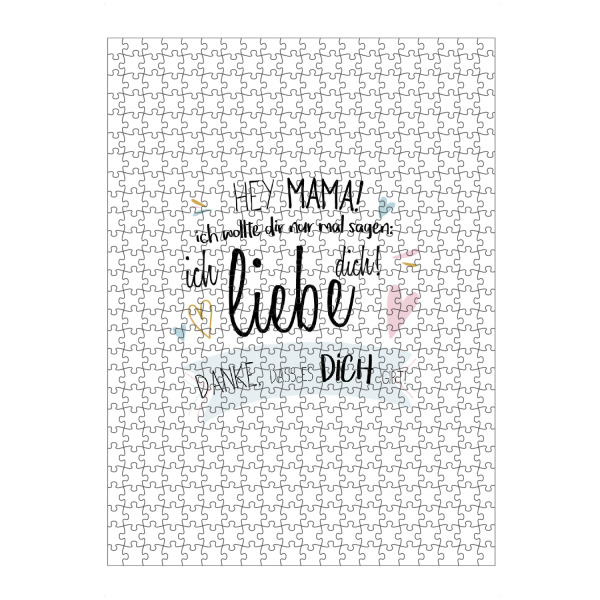 Puzzle Ravensburger "Hey Mama" artboxONE - Typografie,Für Mama - Mama,Mutter,Mami,Muttertag,Liebe,Hey,Ich hab dich lieb,Danke,Ich liebe dich