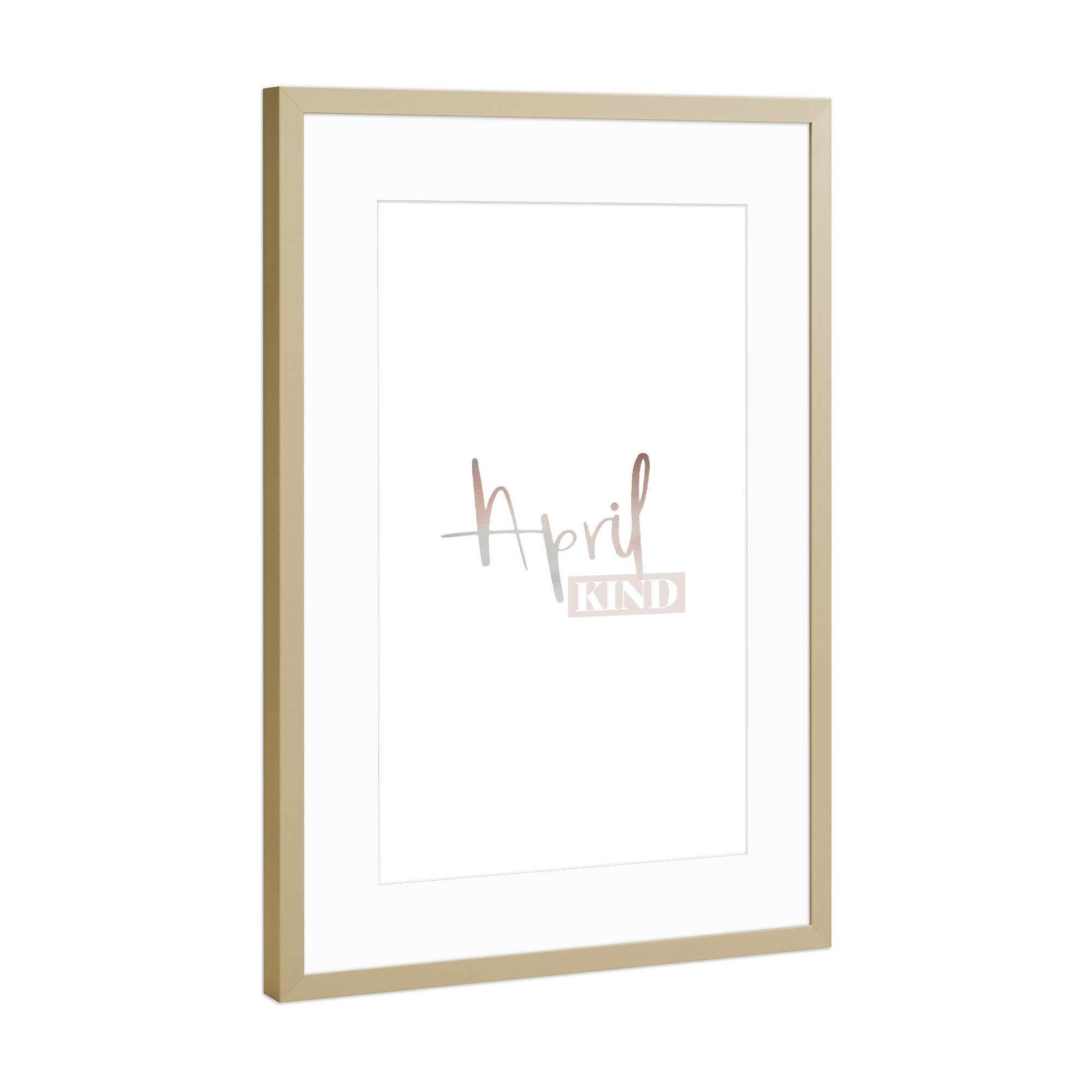 Poster mit Rahmen Gold "Aprilkind" artboxONE - Typografie - April,Aprilkind,Kinderzimmerposter,Kinderzimmerprint,Monat,Geburtsmonat