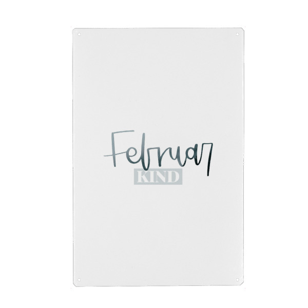 Holzbild "Februarkind" artboxONE - Typografie - Februar,Monat,Februarkind,Kinderzimmer,Kinderzimmerprint,Monatsposter,Geburtsmonat