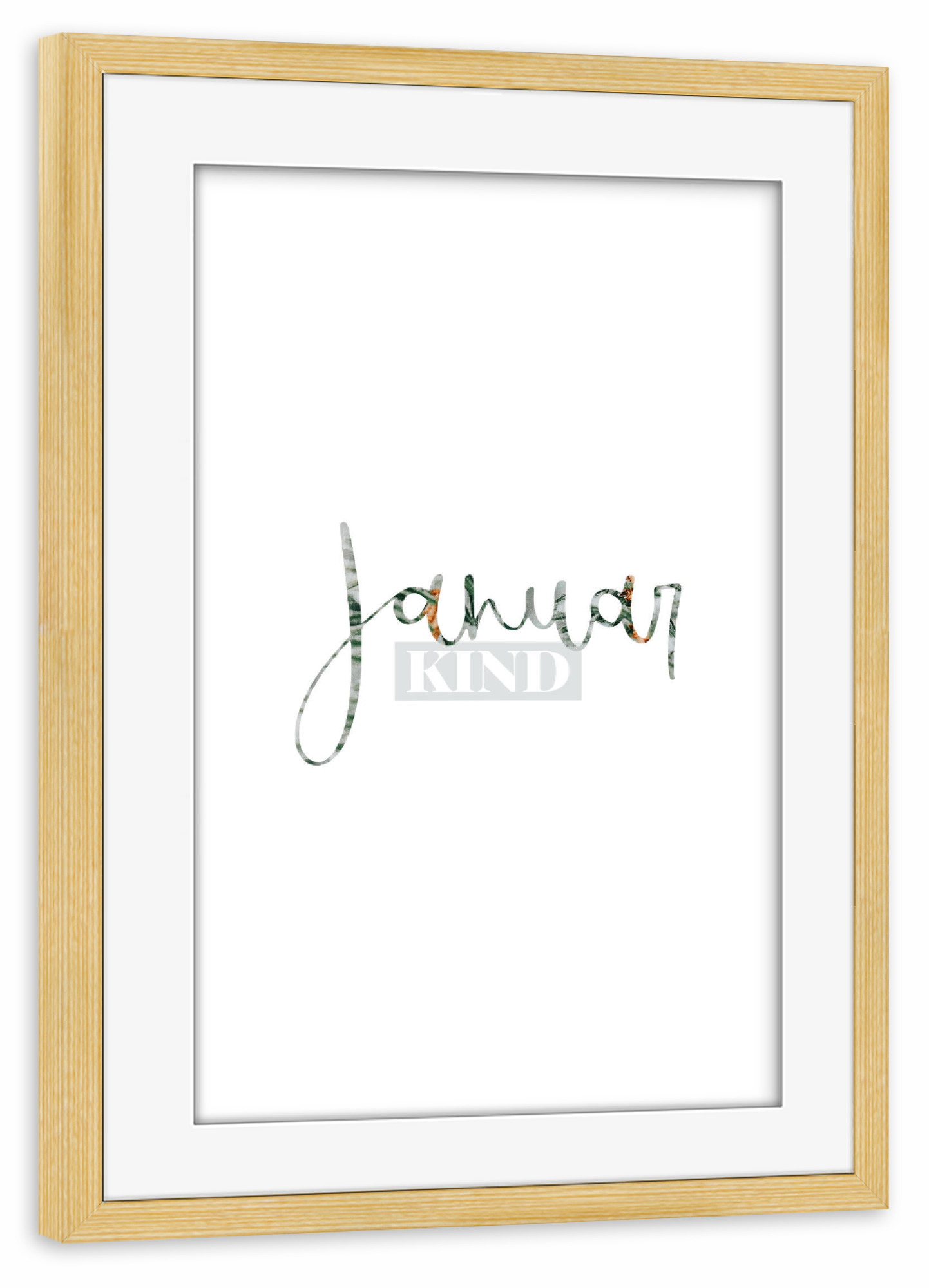 Poster mit Rahmen kiefer "Januar Kind" artboxONE - Typografie - Januar,Januarkind,Kinderzimmer,Monat,Geburtsmonat,Monatsposter