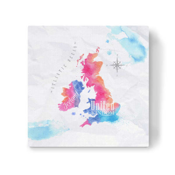 Leinwandbild "Watercolor Map United Kingdom" artboxONE - Kartografie - Map,Watercolor,Paint,Art,Color,Illustration,Colorful,Vintage,Island,Uk