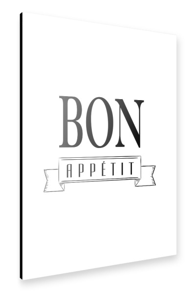 Alu-Dibond "Bon Appetit Black and White" 30x20 cm artboxONE