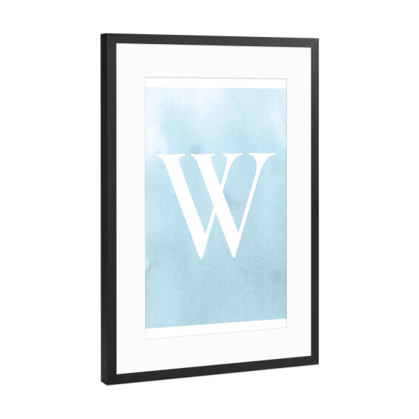 Poster mit Rahmen Schwarz (Metallic) "Babyboy W" artboxONE - Typografie,Für Kinder,Buchstaben / W