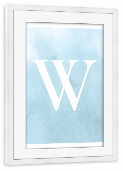 Poster mit Rahmen weiß "Babyboy W" artboxONE - Typografie,Für Kinder,Buchstaben / W