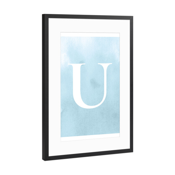Poster mit Rahmen Schwarz (Metallic) "Babyboy U" artboxONE - Buchstaben / U