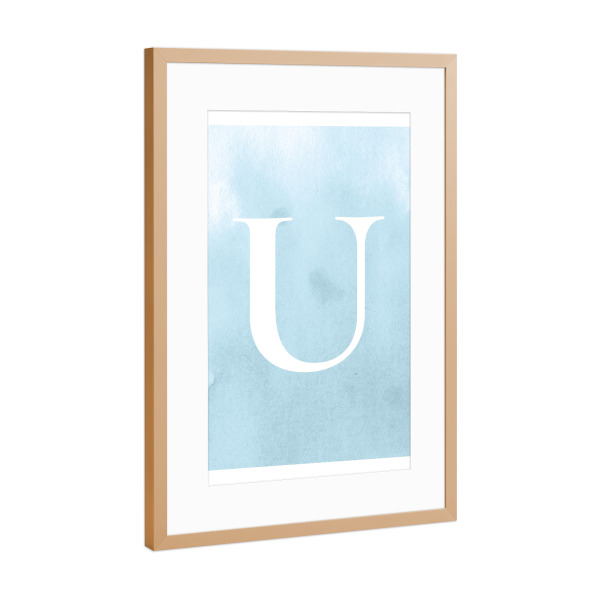 Poster mit Rahmen Kupfer "Babyboy U" artboxONE - Buchstaben / U - U,Buchstabe,Anfangsbuchstabe,Buchstabenposter,Namen,Namensposter,Initialien