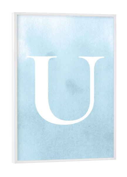 Poster mit weißem Rahmen "Babyboy U" artboxONE - Buchstaben / U - U,Buchstabe,Anfangsbuchstabe,Buchstabenposter,Namen,Namensposter,Initialien