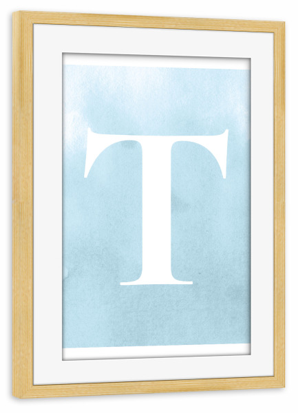 Poster mit Rahmen kiefer "Babyboy T" artboxONE - Buchstaben / T - Anfangsbuchstabe,Buchstabe,Buchstabenposter,Namen,Namensposter,Initialien,T