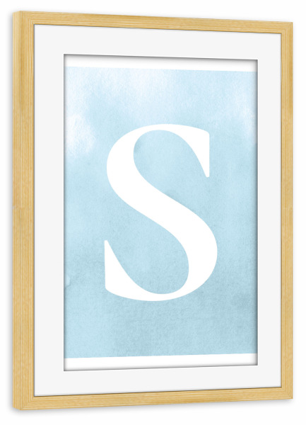 Poster mit Rahmen kiefer "Babyboy S" artboxONE - Buchstaben / S - Buchstabenposter,Anfangsbuchstabe,Buchstabe,Namen,Namensposter,Initialien
