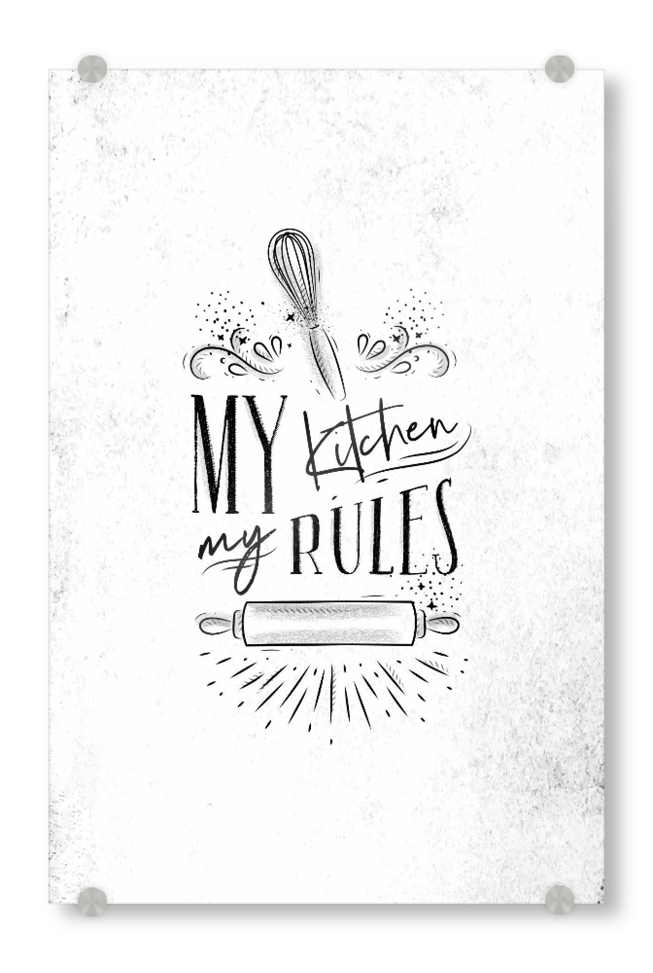 Acrylglasbild "My Kitchen - My Rules" artboxONE - Essen & Trinken,Schwarzweiß