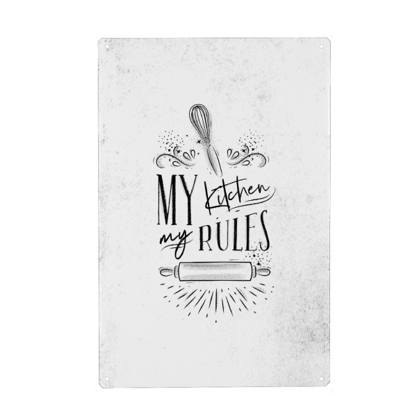 Holzbild "My Kitchen - My Rules" artboxONE - Essen & Trinken,Schwarzweiß