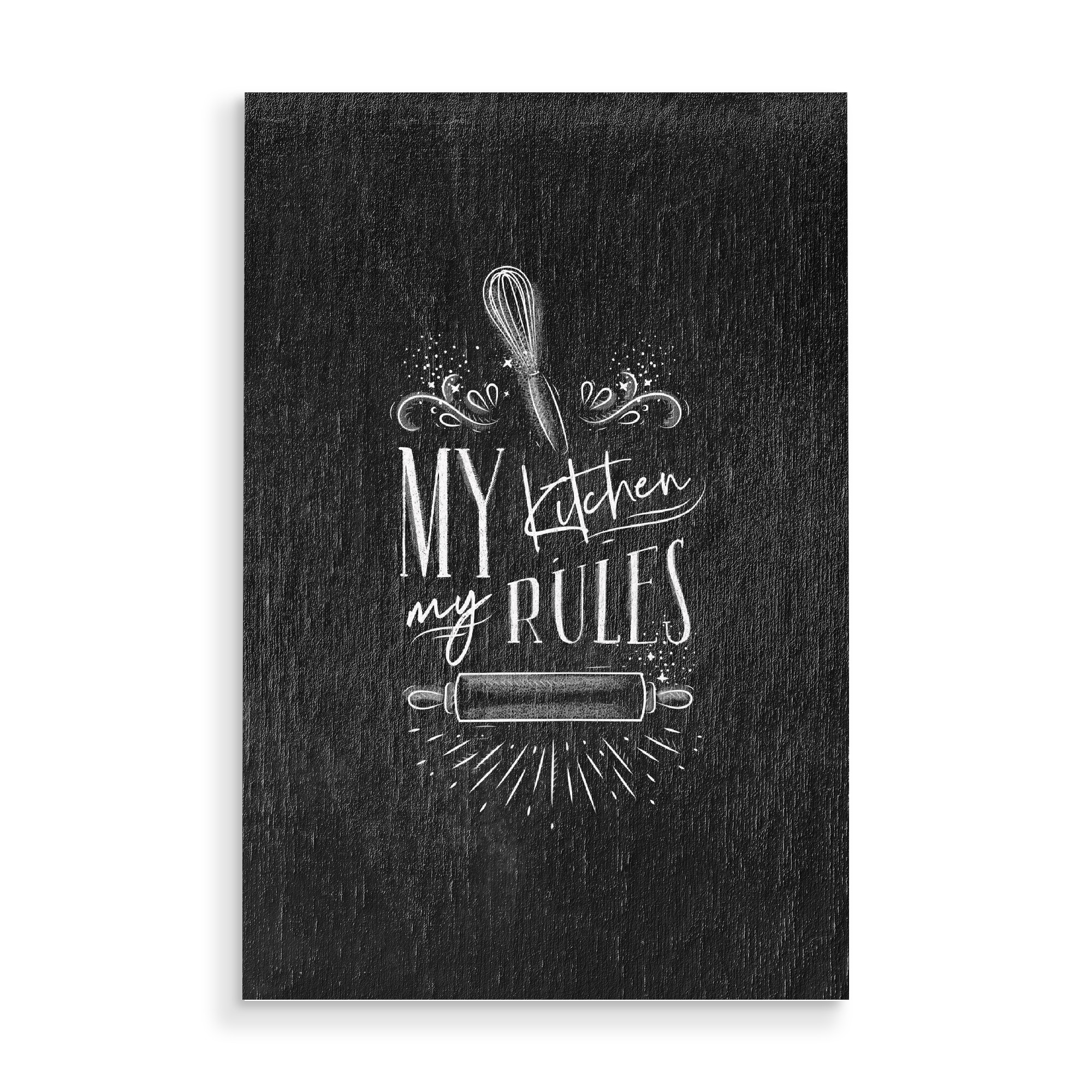 Holzbild "My Kitchen My Rules" artboxONE - Essen & Trinken,Schwarzweiß
