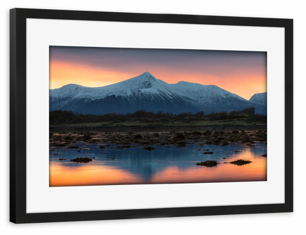 Poster mit Rahmen schwarz "The Sunrise" artboxONE - Natur - Norwegen,Sonnenaufgang,Vesteralen