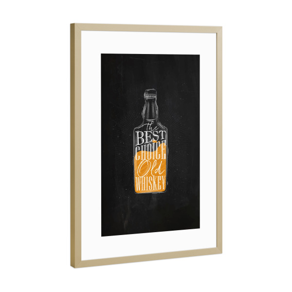 Poster mit Rahmen Gold "Whiskey best choice color" artboxONE - Schwarzweiß,Essen & Trinken / Alkohol