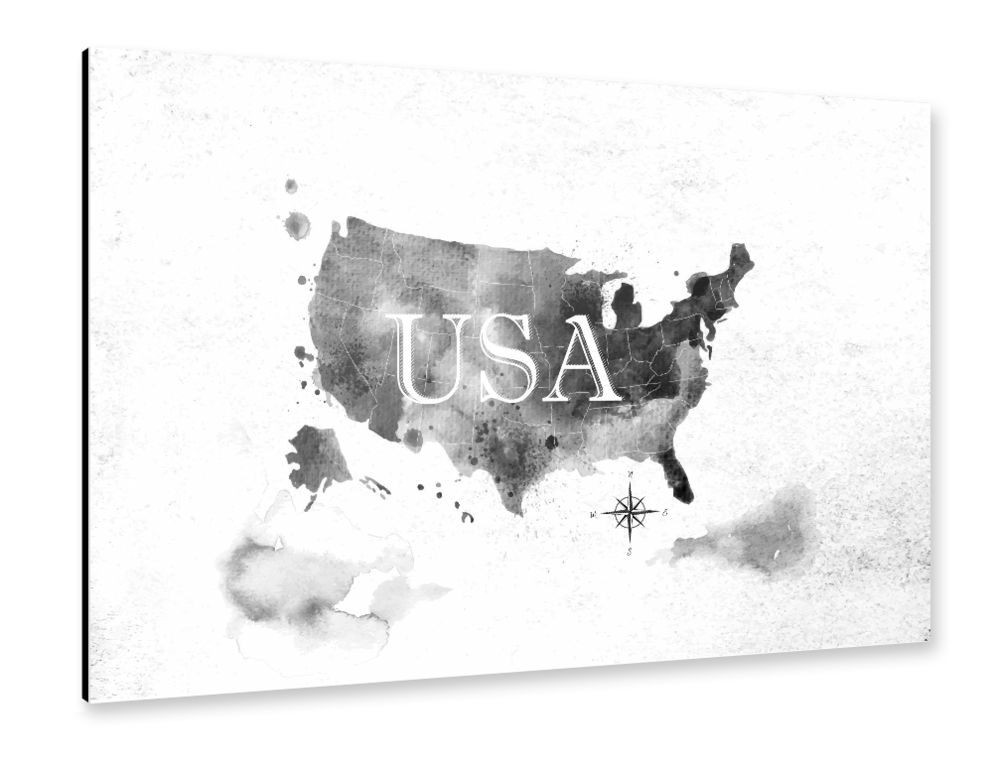 Alu-Dibond "Ink United States map" 75x50 cm artboxONE