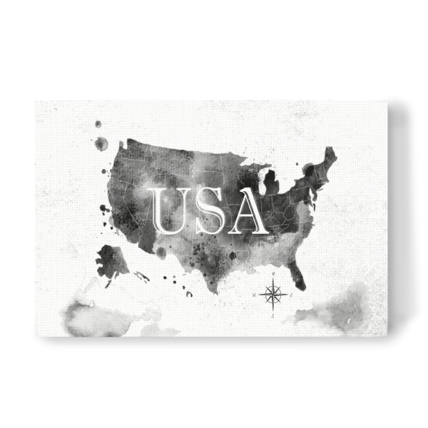 Leinwandbild "Ink United States map" artboxONE - Kartografie - Map,Watercolor,Paint,Art,Graphic,Vintage,Retro,America,United,States,Usa