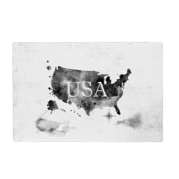 Metall Poster "Ink United States map" artboxONE - Kartografie - Map,Watercolor,Paint,Art,Graphic,Vintage,Retro,America,United,States,Usa
