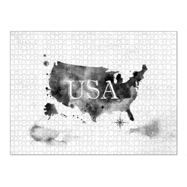 Puzzle Ravensburger "Ink United States map" artboxONE - Kartografie - Map,Watercolor,Paint,Art,Graphic,Vintage,Retro,America,United,States,Usa