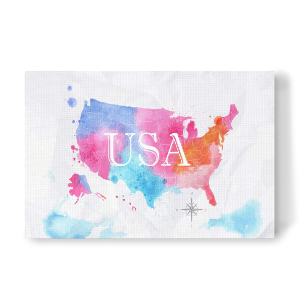 Leinwandbild "Watercolor map United States color" artboxONE - Kartografie