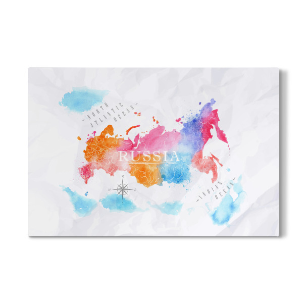 Galerie-Print "Watercolor map Russia pink blue" 30x20 cm artboxONE