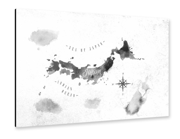 Alu-Dibond "Ink Japan map" 30x20 cm artboxONE