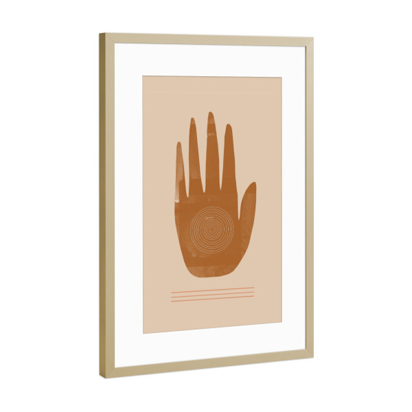 Poster mit Rahmen Gold "Hand Art" artboxONE - Abstrakt