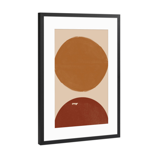 Poster mit Rahmen Schwarz (Metallic) "Burnt Orange Sun" artboxONE - Abstrakt,Geometrie
