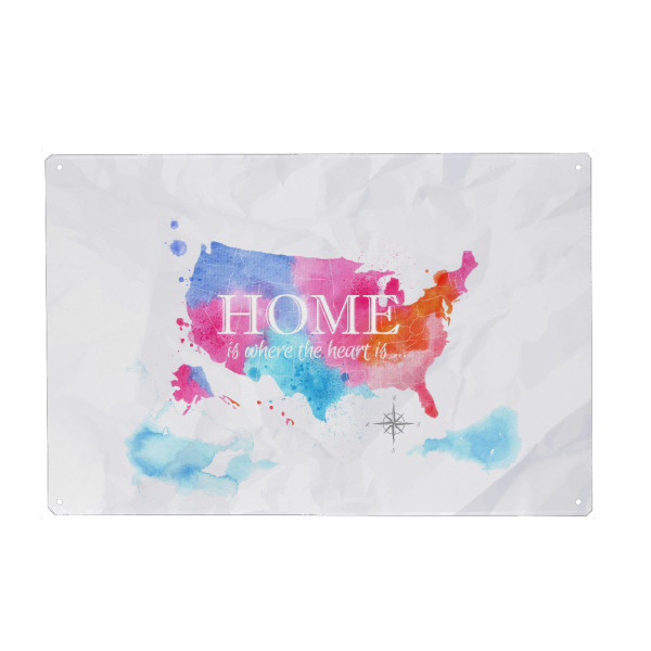 Holzbild "Watercolor map United States home" artboxONE - Kartografie