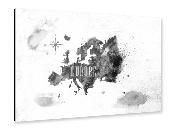 Alu-Dibond "Ink Europe map" 30x20 cm artboxONE