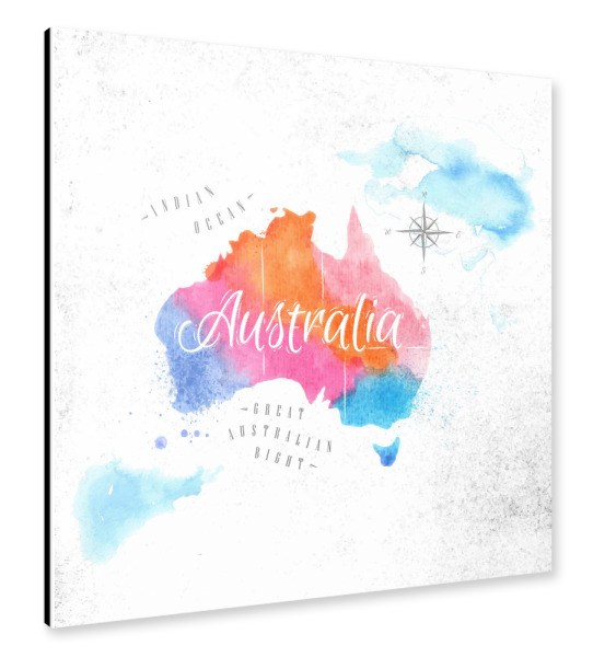 Alu-Dibond "Watercolor map Australia" 30x30 cm artboxONE
