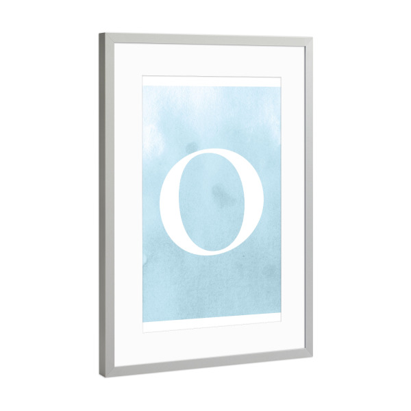 Poster mit Rahmen Silber "Babyboy O" artboxONE - Buchstaben / O - O,Buchstabe,Buchstabenposter,Anfangsbuchstabe,Namen,Namensposter