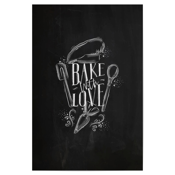 Poster "Bake with love chalk" artboxONE - Essen & Trinken,Schwarzweiß