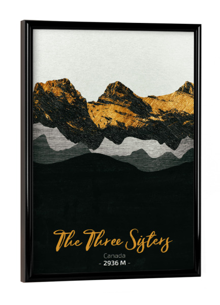 Poster mit schwarzem Rahmen "Three Sisters" artboxONE - Natur,Reise - Berge,Gebirge,Gipfel,Natur,Landschaft,Kanada