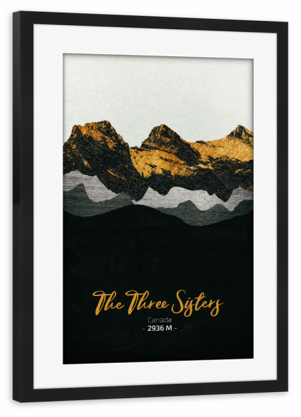 Poster mit Rahmen schwarz "Three Sisters" artboxONE - Natur,Reise - Berge,Gebirge,Gipfel,Natur,Landschaft,Kanada