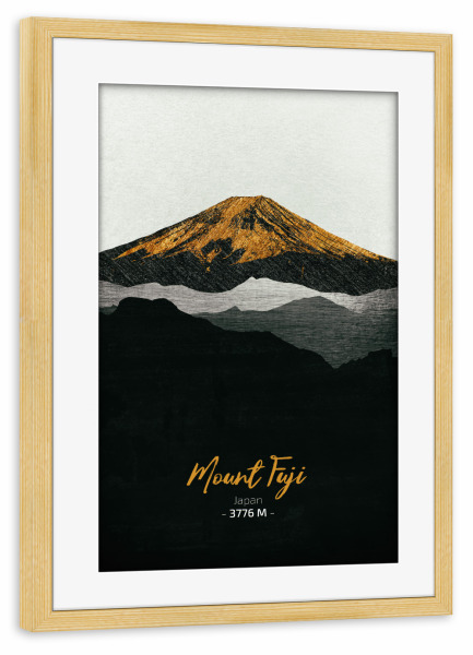 Poster mit Rahmen kiefer "Mount Fuji" artboxONE - Natur,Reise - Berge,Gebirge,Gipfel,Himalaya,Alpen,Natur,Landschaft,Japan