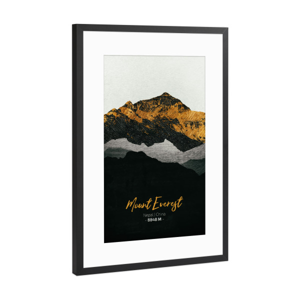 Poster mit Rahmen Schwarz (Metallic) "Mount Everest Himalaya" artboxONE - Natur,Reise,Für Papa
