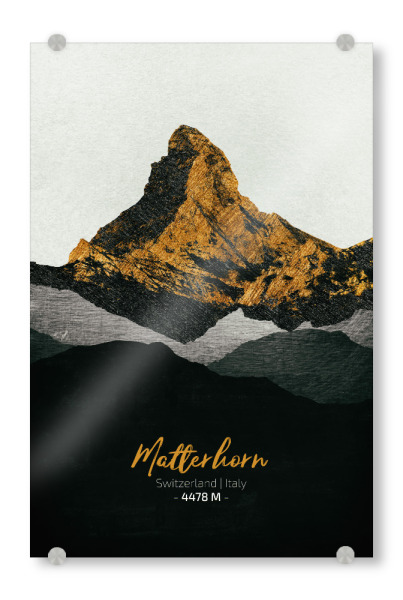 Acrylglasbild "Matterhorn Alpen" artboxONE - Natur,Reise - Berge,Gebirge,Gipfel,Alpen,Natur,Landschaft,Schweiz,Italien