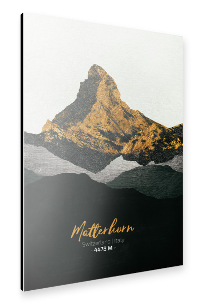 Alu-Dibond "Matterhorn Alpen" 30x20 cm artboxONE