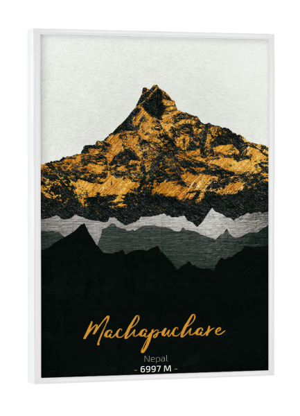 Poster mit weißem Rahmen "Machapuchare" artboxONE - Natur,Reise - Berge,Gebirge,Gipfel,Himalaya,Natur,Landschaft,Nepal