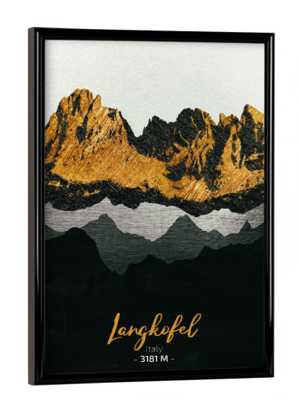 Poster mit schwarzem Rahmen "Langkofel" artboxONE - Natur,Reise - Berge,Gebirge,Gipfel,Alpen,Italien
