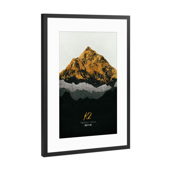 Poster mit Rahmen Schwarz (Metallic) "K2 Himalaya" artboxONE - Natur,Reise - Berge,Gebirge,Gipfel,Himalaya,Natur,Landschaft,Pakistan,China