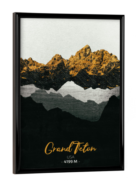 Poster mit schwarzem Rahmen "Grand Teton" artboxONE - Natur,Reise - Berge,Gebirge,Gipfel,Natur,Landschaft,Usa