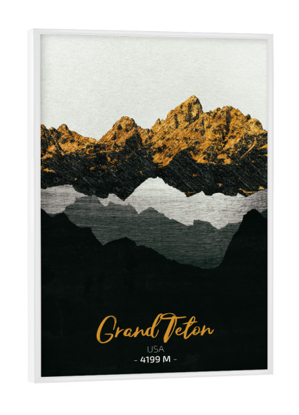 Poster mit weißem Rahmen "Grand Teton" artboxONE - Natur,Reise - Berge,Gebirge,Gipfel,Natur,Landschaft,Usa