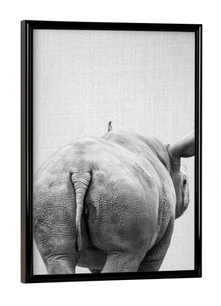 Poster mit schwarzem Rahmen "Rhino Tail - Black & White" artboxONE - Tiere,Schwarzweiß - Animal,Animals,Portrait,Rhino,Rhinoceros,Africa,Tail