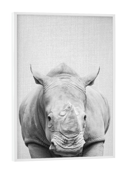 Poster mit weißem Rahmen "Rhino - Black & White" artboxONE - Tiere,Schwarzweiß - Animal,Animals,Portrait,Safari,Africa,Rhino,Rhinoceros