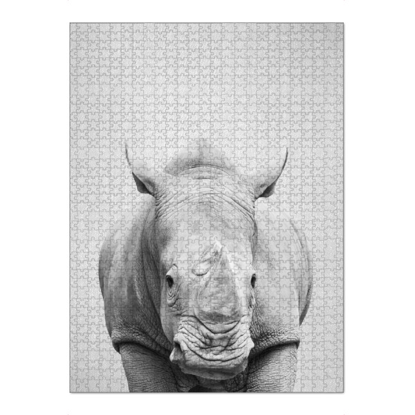 Puzzle Ravensburger "Rhino - Black & White" artboxONE - Tiere,Schwarzweiß - Animal,Animals,Portrait,Safari,Africa,Rhino,Rhinoceros - Bild animal