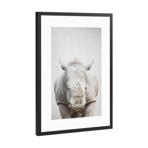 Poster mit Rahmen Schwarz (Metallic) "Rhino - Colorful" artboxONE - Tiere - Animal,Animals,Portrait,Safari,Africa,Rhino,Rhinoceros